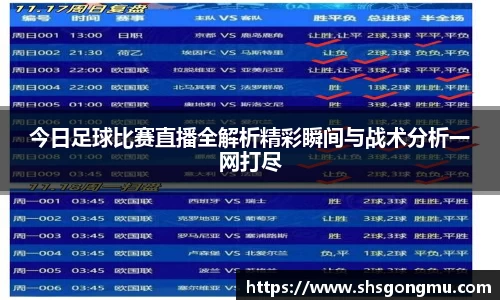 今日足球比赛直播全解析精彩瞬间与战术分析一网打尽