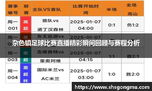 杂色镇足球比赛直播精彩瞬间回顾与赛程分析
