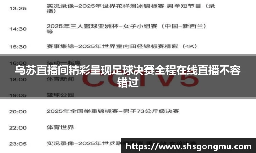 乌苏直播间精彩呈现足球决赛全程在线直播不容错过